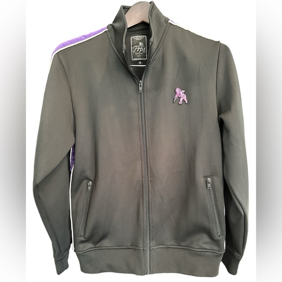 Men's Prps Striped Track Jacket 1  Size S Black-Purple Full Zip - Picture 1 of 11